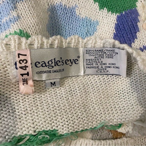 Vintage Eagleeyes Knit sweater Bunny Rabbit Spring time scene - Picture 6 of 11